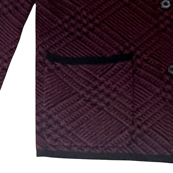 Mr. Turk Men's Size L Button Front Cardigan Sweater Trent Wool Maroon/Black - Picture 6 of 11